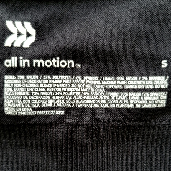 All In Motion Sports Bra Size S Black Gray Adjustable Straps Removable Padding - Picture 5 of 13